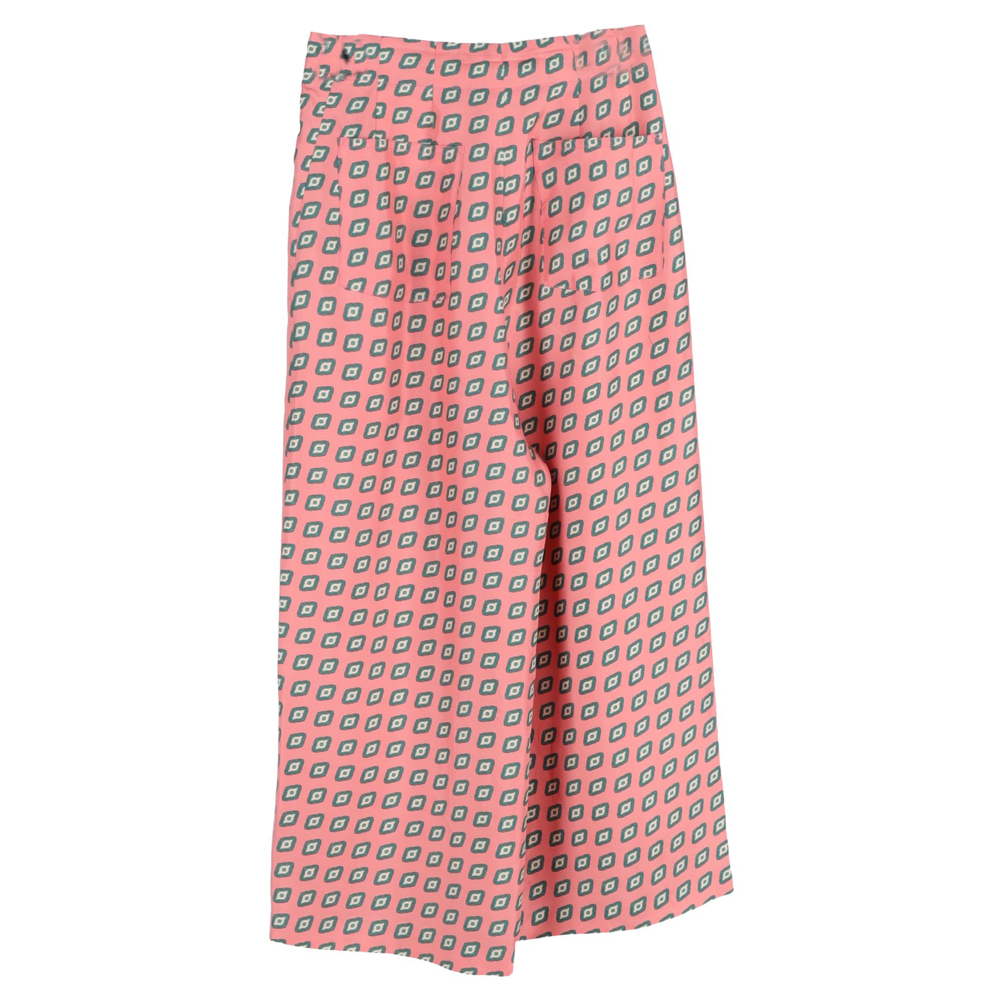 Etro Preloved Printed Cropped Twill Wide Leg Pants in Multicolor Silk