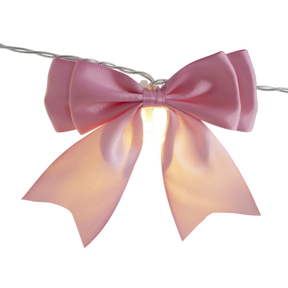 Guirlande de No&euml;l LED noeud tissu rose L175cm