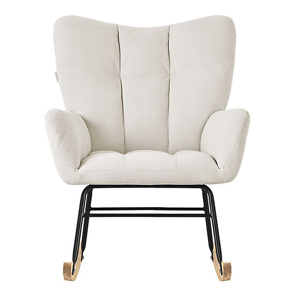Fauteuil à bascule balançoire chaise de relaxation de salon beige aspect éponge