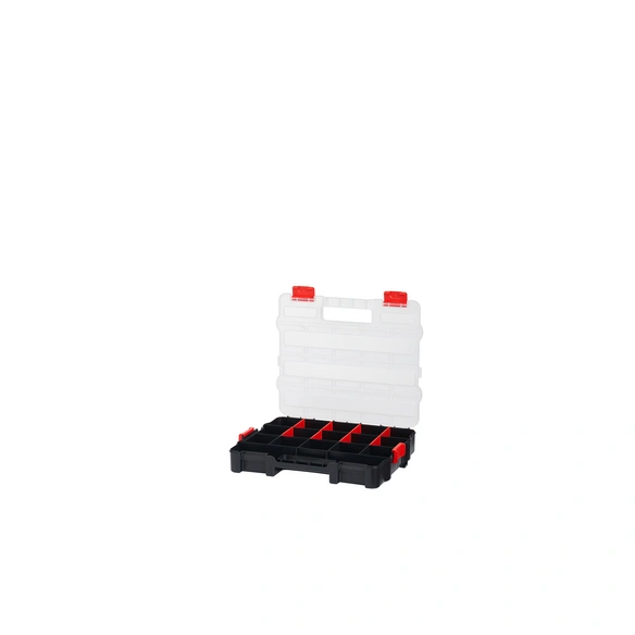 Sortimentskasten »Compact 330«, schwarz / rot / transparent, Anzahl Fächer: 17
