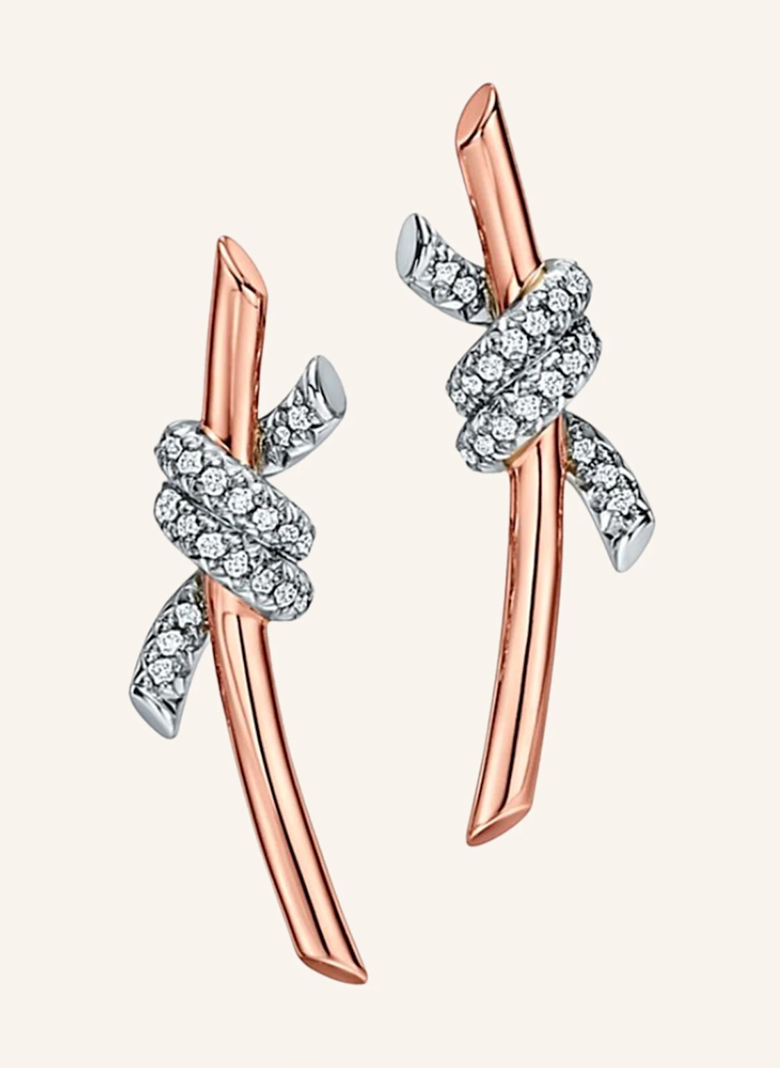 TIFFANY & Co. Ohrstecker TIFFANY KNOT aus 18 Karat Roségold und Platin mit Diamanten