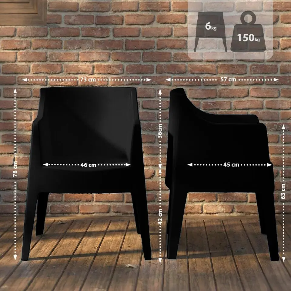 CLP Set van 4 Tuinstoel Bartal Kunststof - zwart