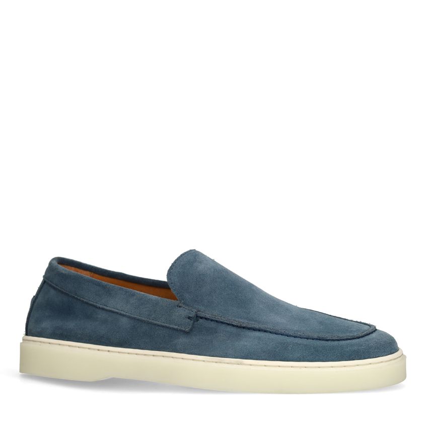 Manfield Blauwe suède loafers