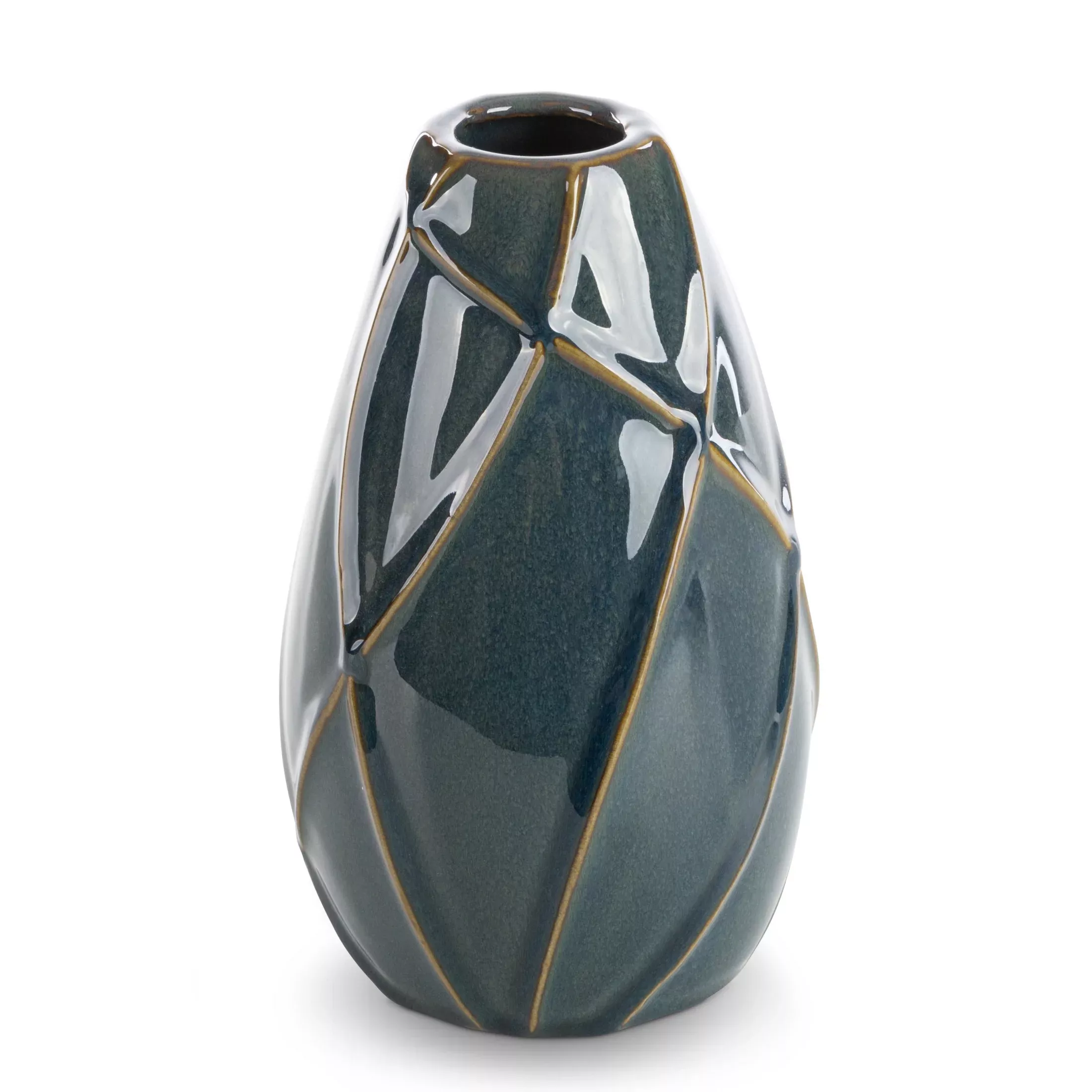 Wazon ceramiczny turkusowo-zielony z nowoczesnym wypukłym wzoremśrednica 12x20 cm TEO