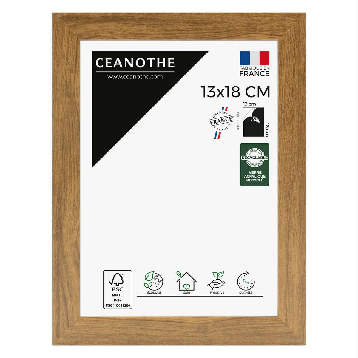 PRECIOUS - Cadre photo noyer 13x18 cm résine recyclée