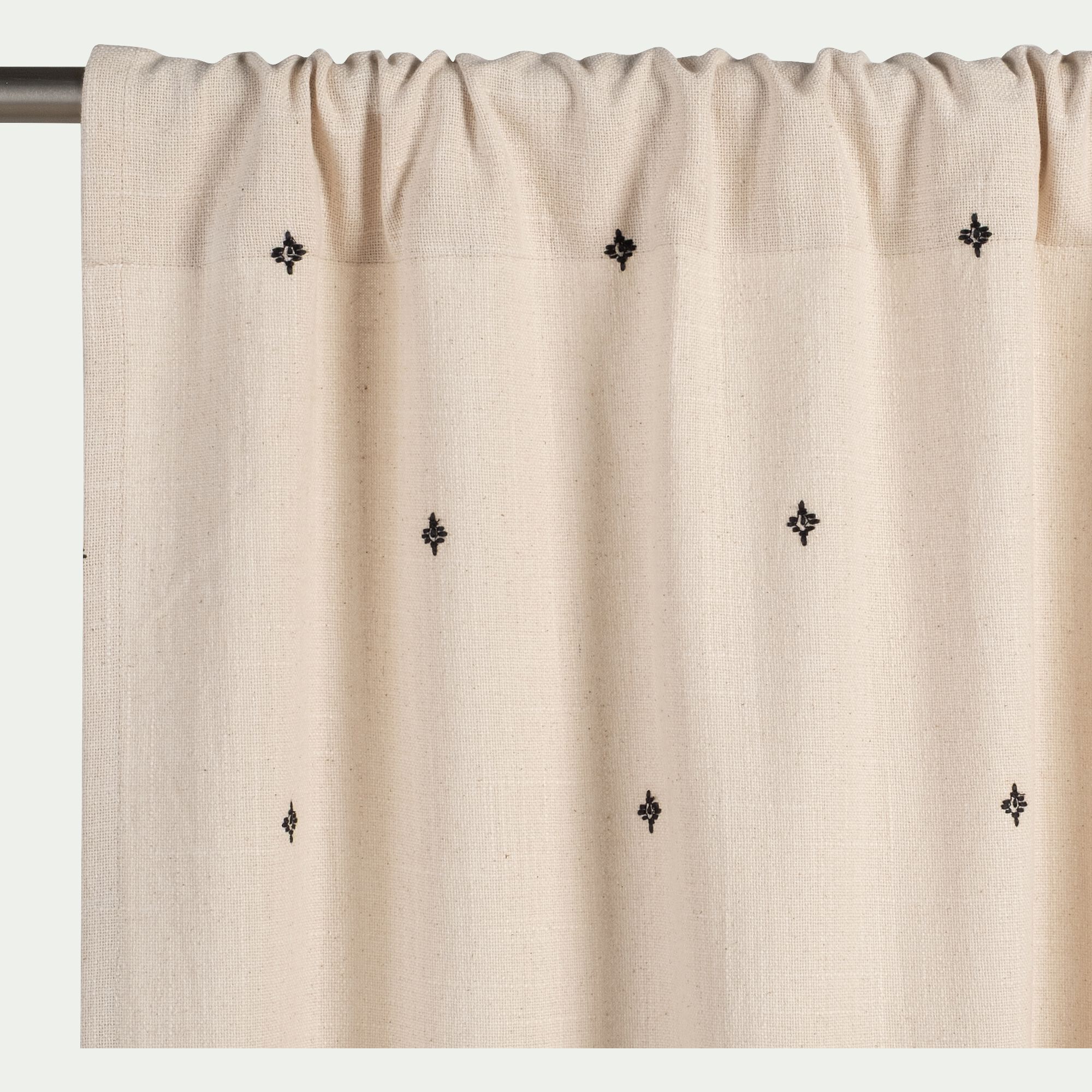 SENNA - Rideau à motif brodé en coton 140x250cm - beige
