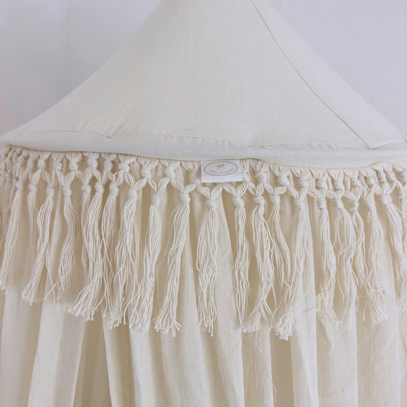 - Ciel de lit en coton écru Boho