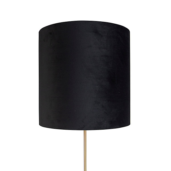 Lampadaire or/laiton avec abat-jour en velours noir 40/40 cm - Parte