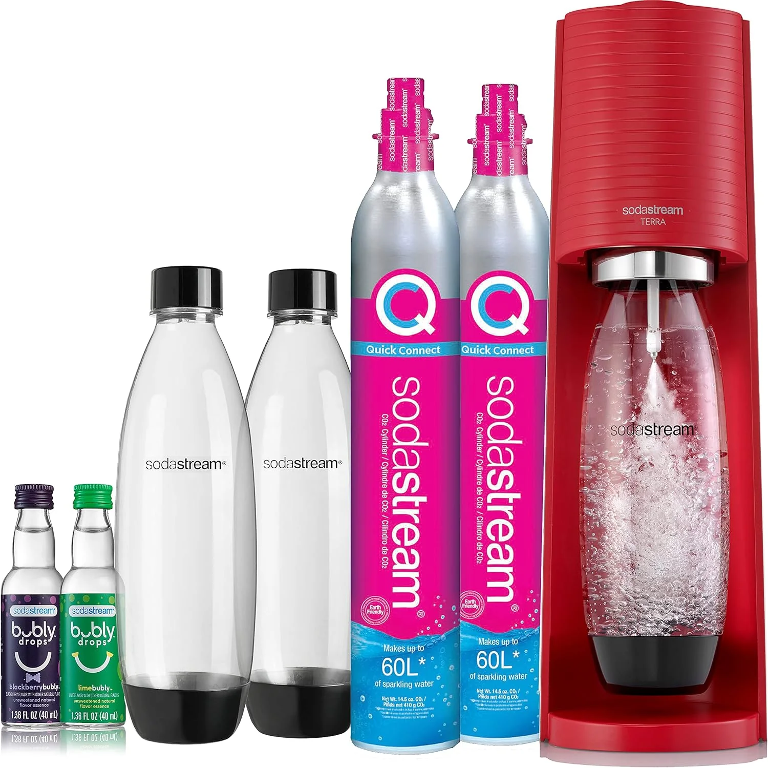 Sparkling Water Maker Bundle (Black), with CO2, DWS Bottles, and Bubly Drops Flavors(Sparkling Water Maker + Drop/Misty Blue)