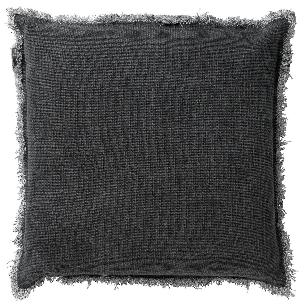 BURTO - Kussenhoes 45x45 cm - gewassen katoen - Charcoal Gray - antraciet