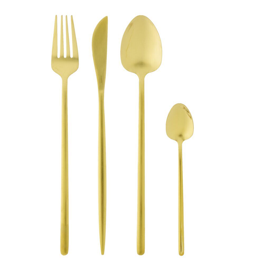 Ménagère 16 pcs inox L16X25XH7 cm doré