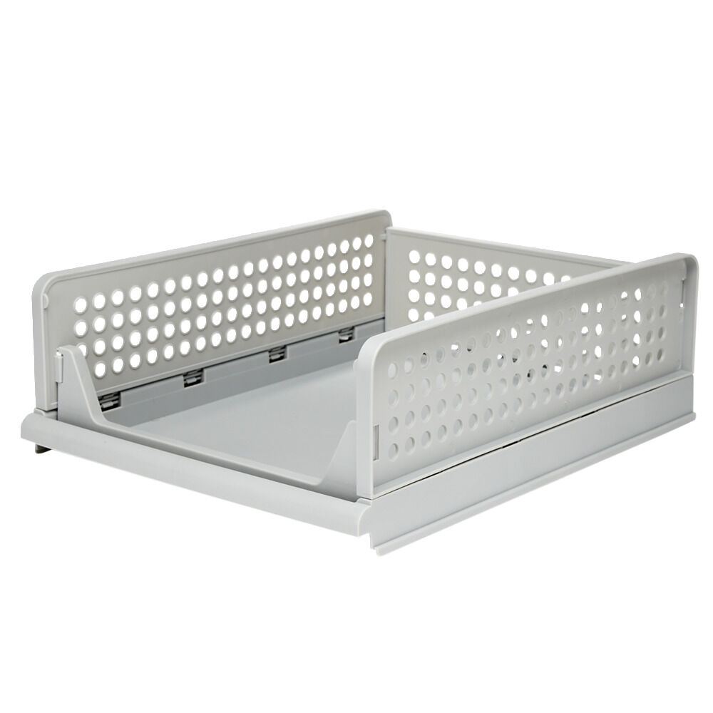 Tiroir de rangement superposable pliant gris 43x33,5x14cm Taille S