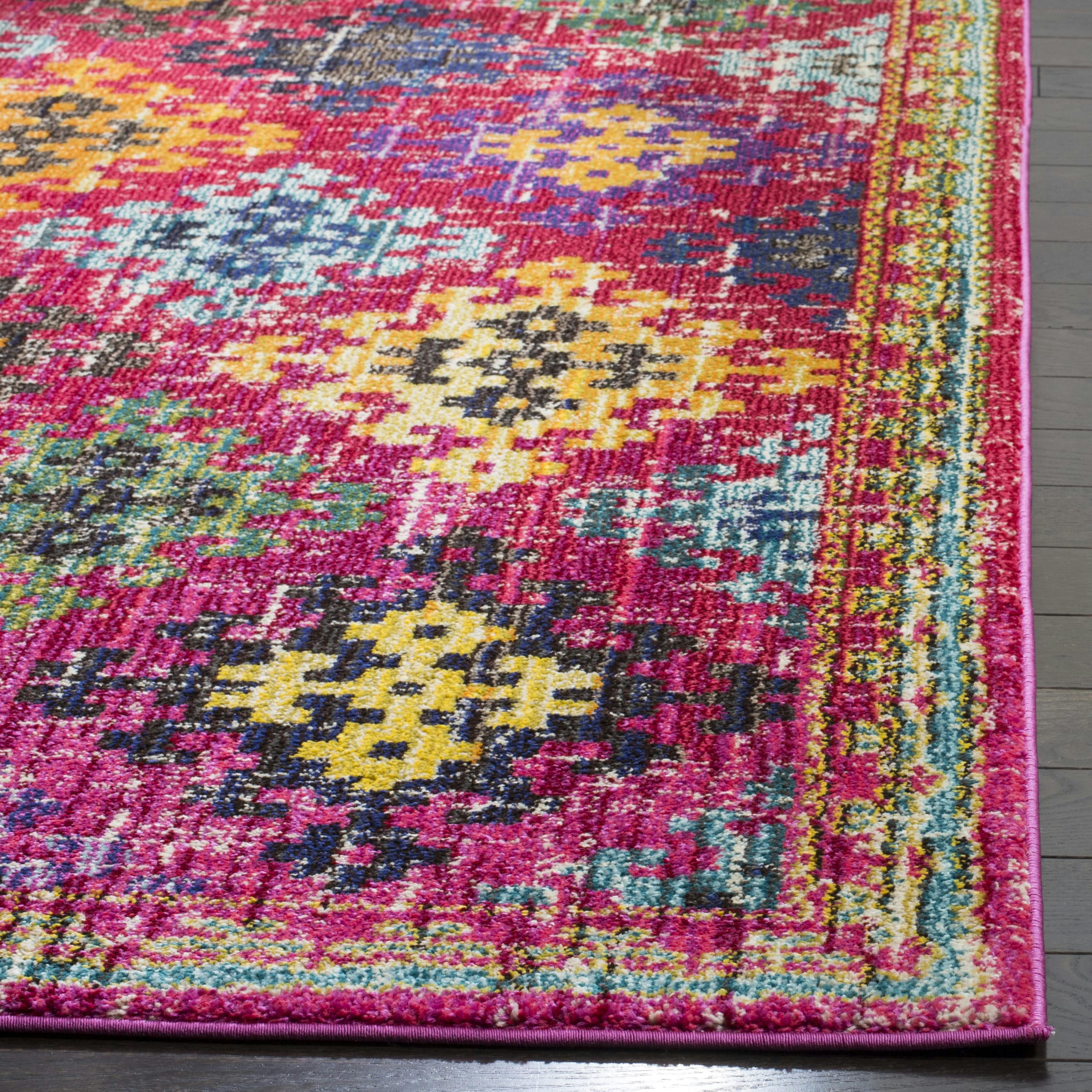 MONACO - Tapis de salon interieur en fuchsia & multi, 201 x 279 cm