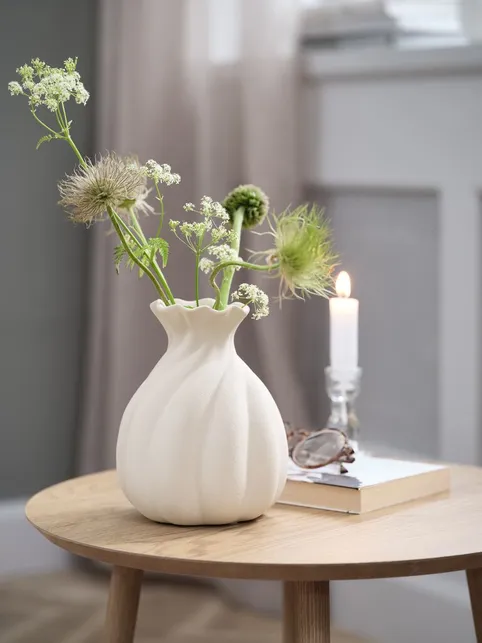 Vase GUNNI Ø14xH18cm hvid