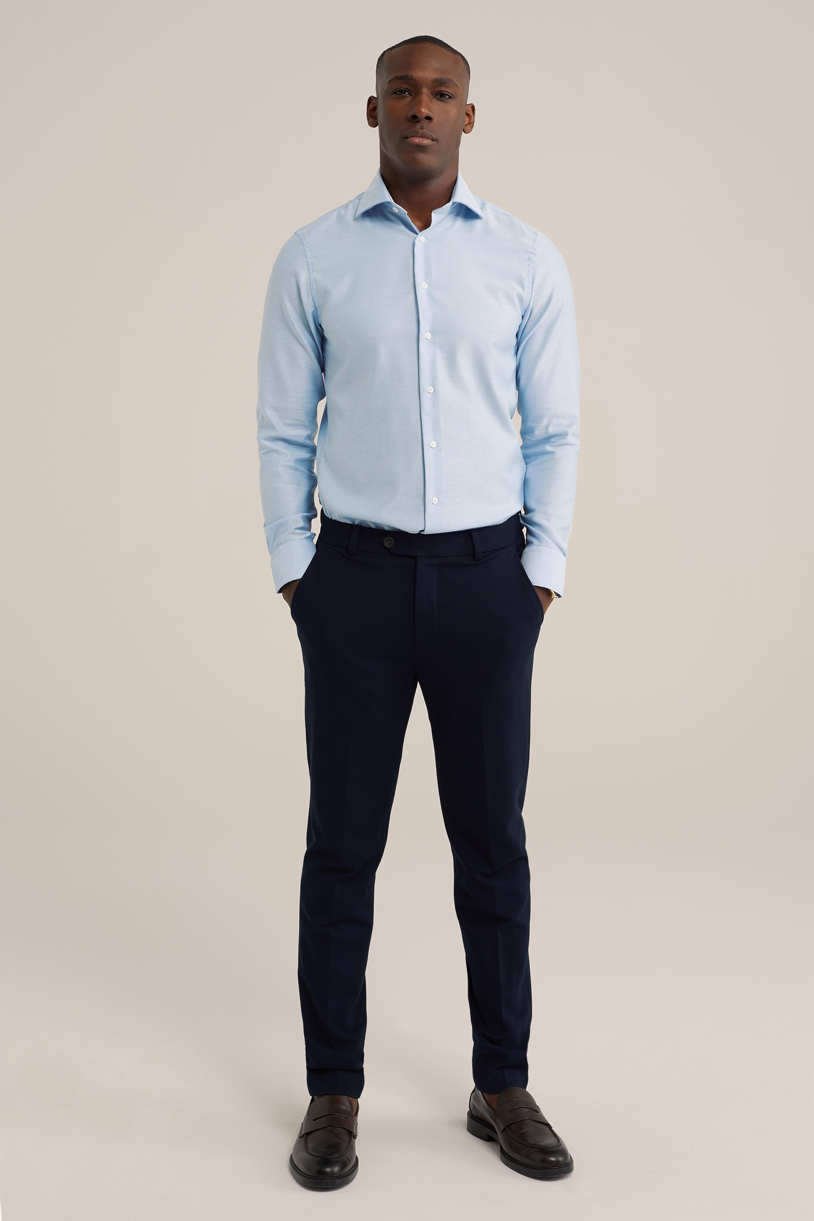 Heren Slim fit overhemd met structuur