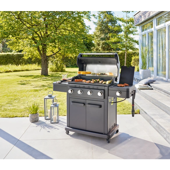 Gasgrill »Hammer«, 4 Hauptbrenner, Seitenbrenner, Aluguss
