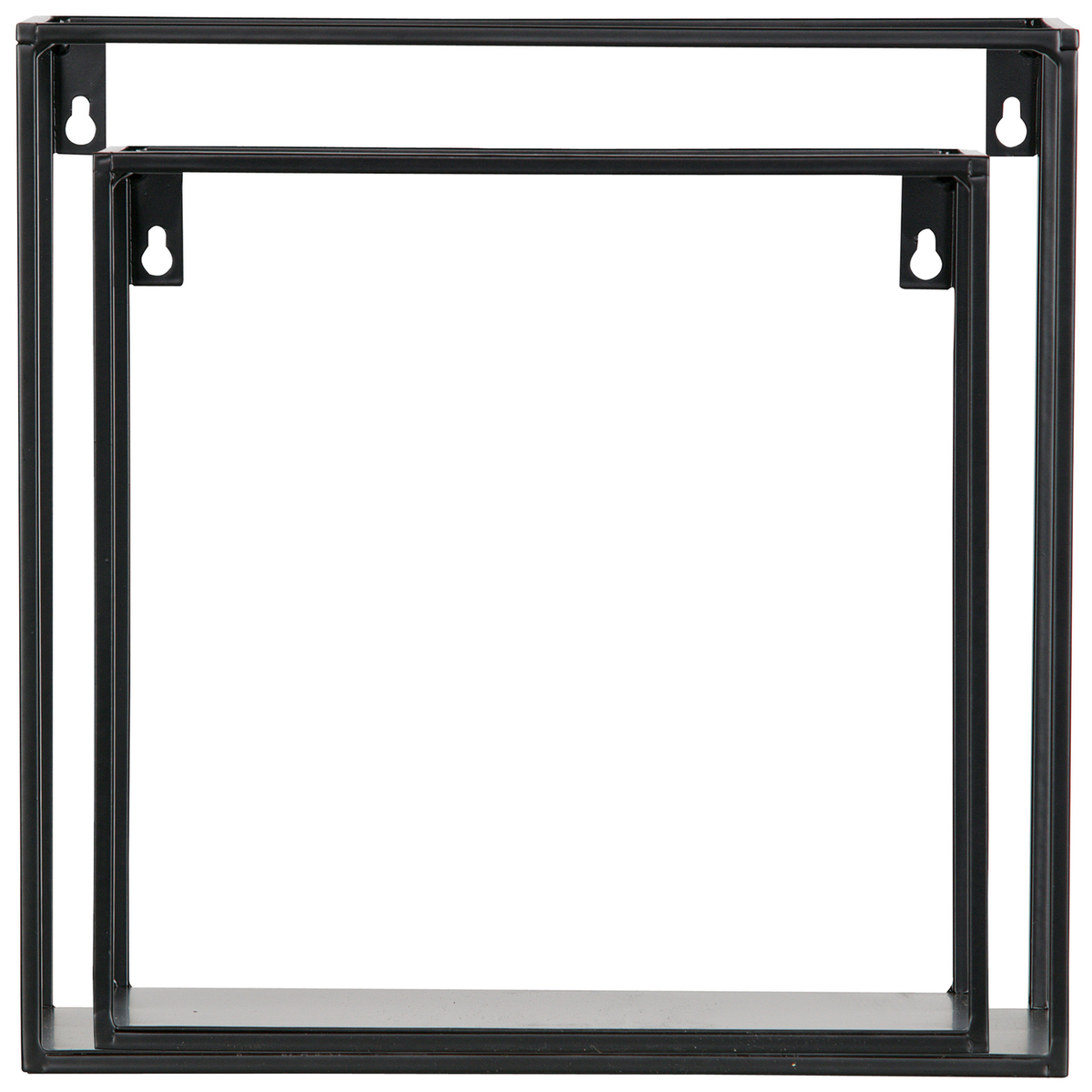 WOOOD wandplank Meert - Metaal - Zwart - 30x30x15 - Set van 2