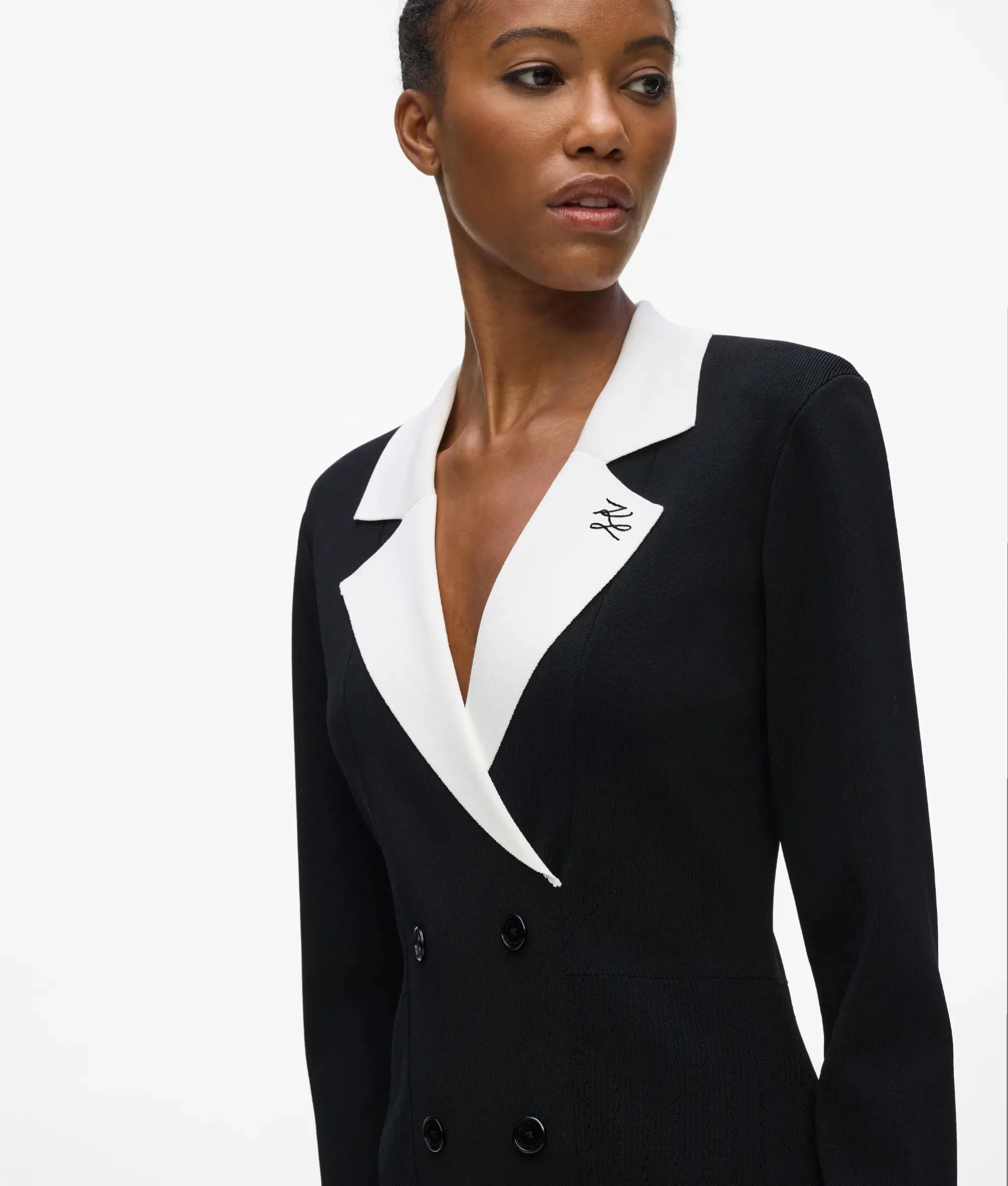 Robe blazer en maille monochrome