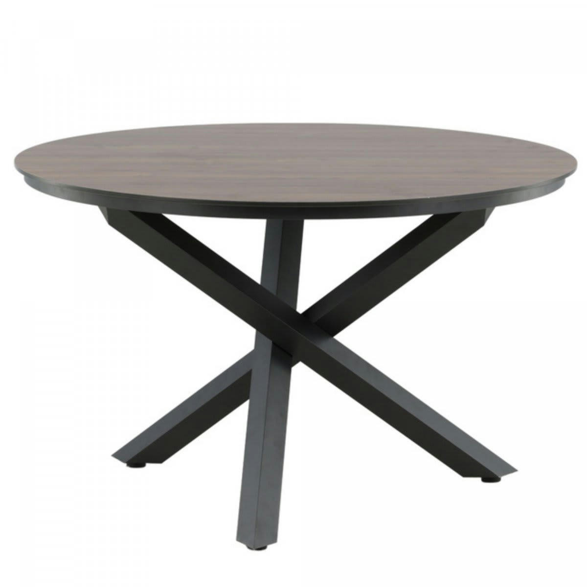 ELOPHEE - Table de jardin ronde 120cm pieds métal noir