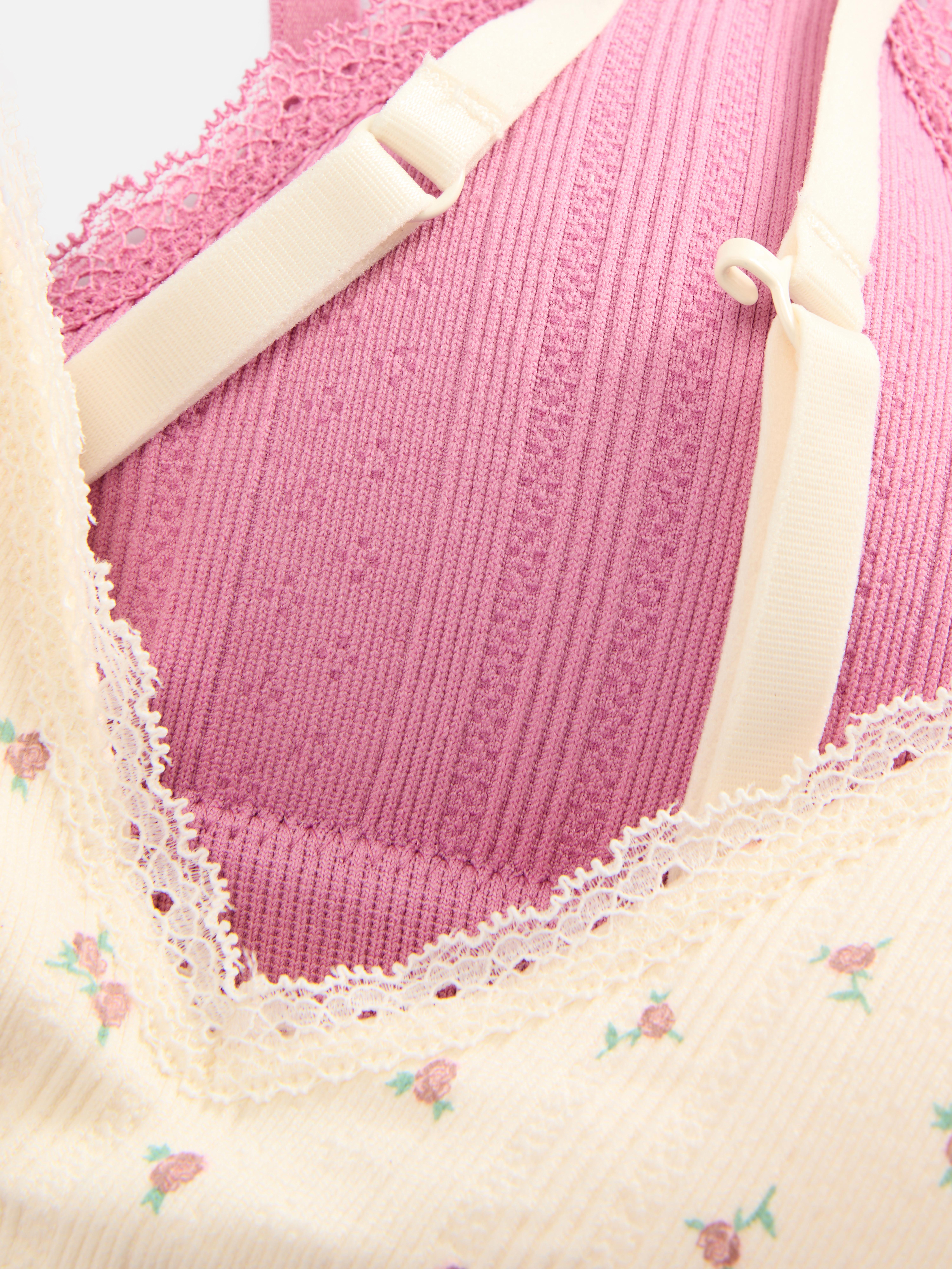 2pk Seamless Lace Trim Triangle Bras