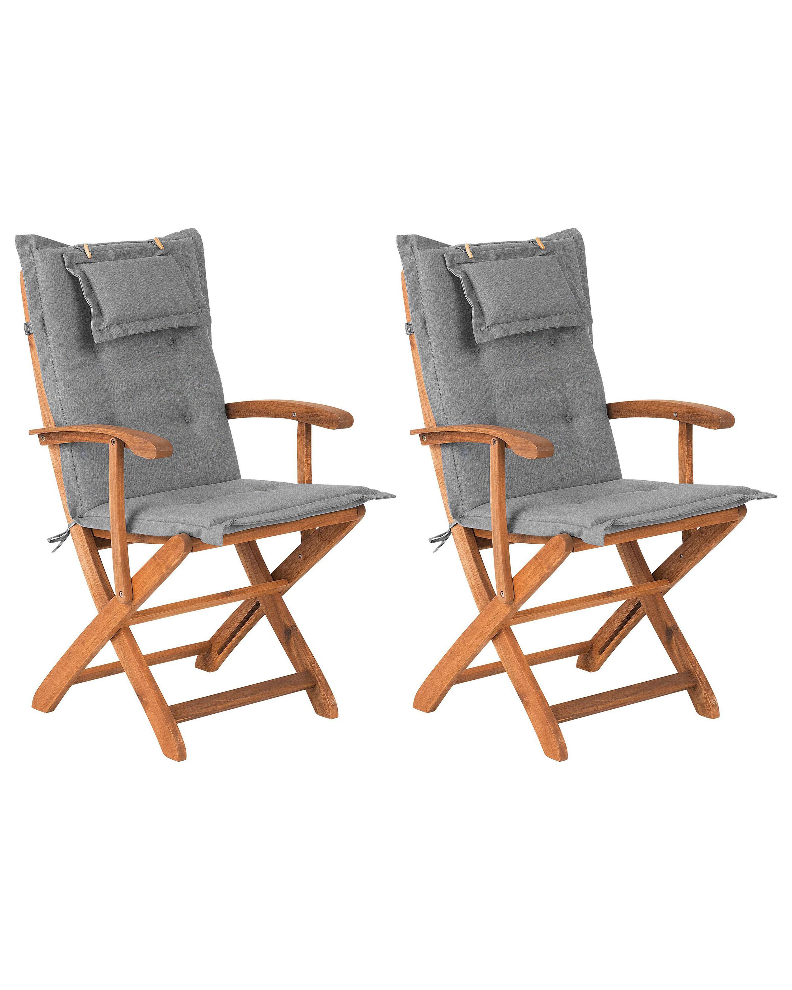 Garden Dining Set 8 Seater MAUI with Cushions Acacia Wood Grey