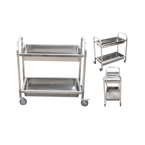 SOGA 2X 2 Tier Stainless Steel Kitchen Trolley Bowl Service Food Cart Large 95x50x95cm