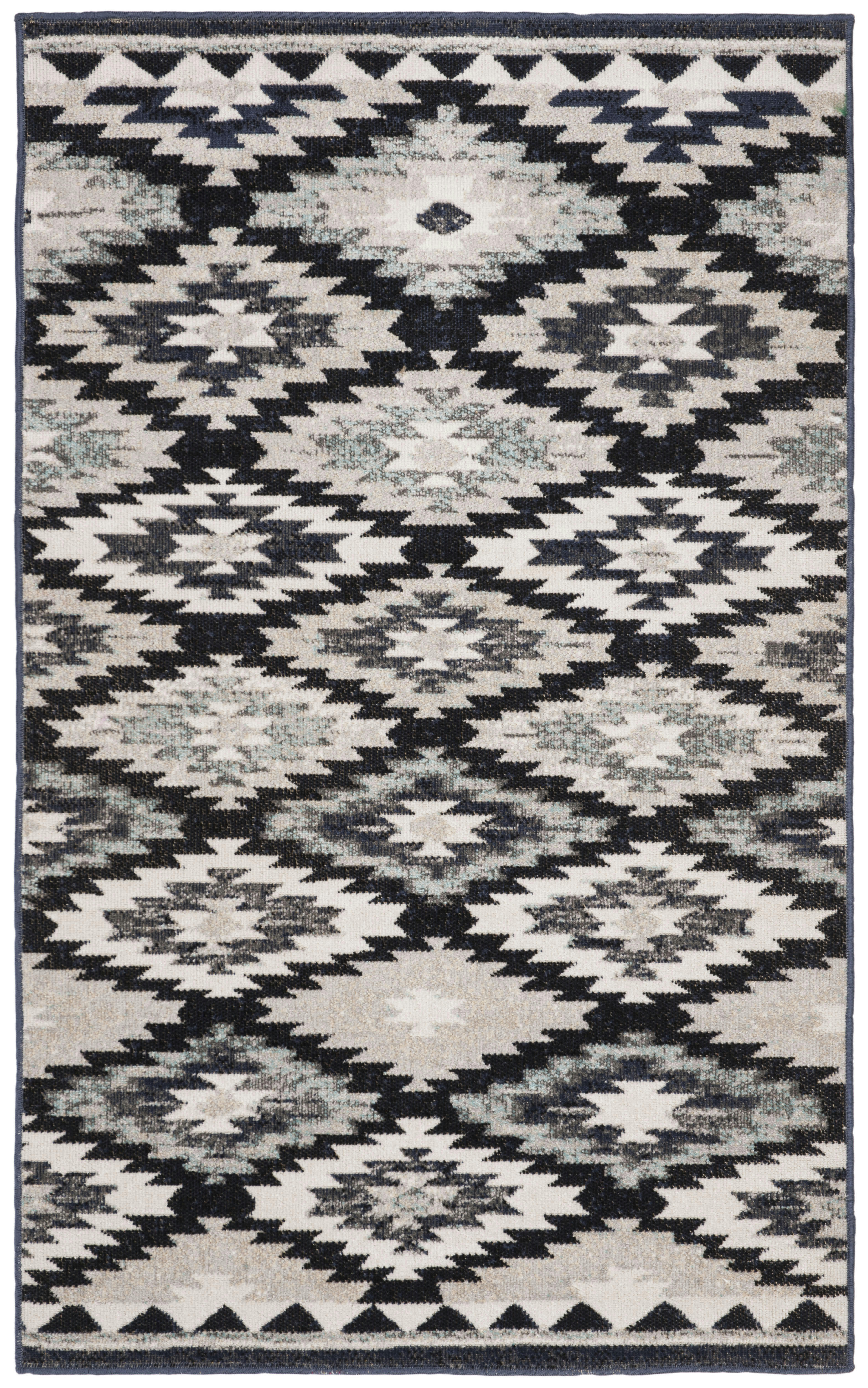 MONTAGE - Tapis interieur & exterieur en gris & noir, 91 x 152 cm