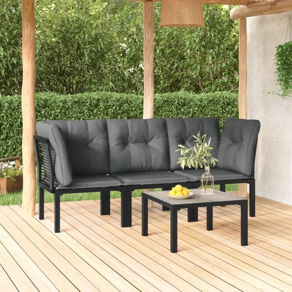 vidaXL - Loungeset - Zwart - Poly rattan