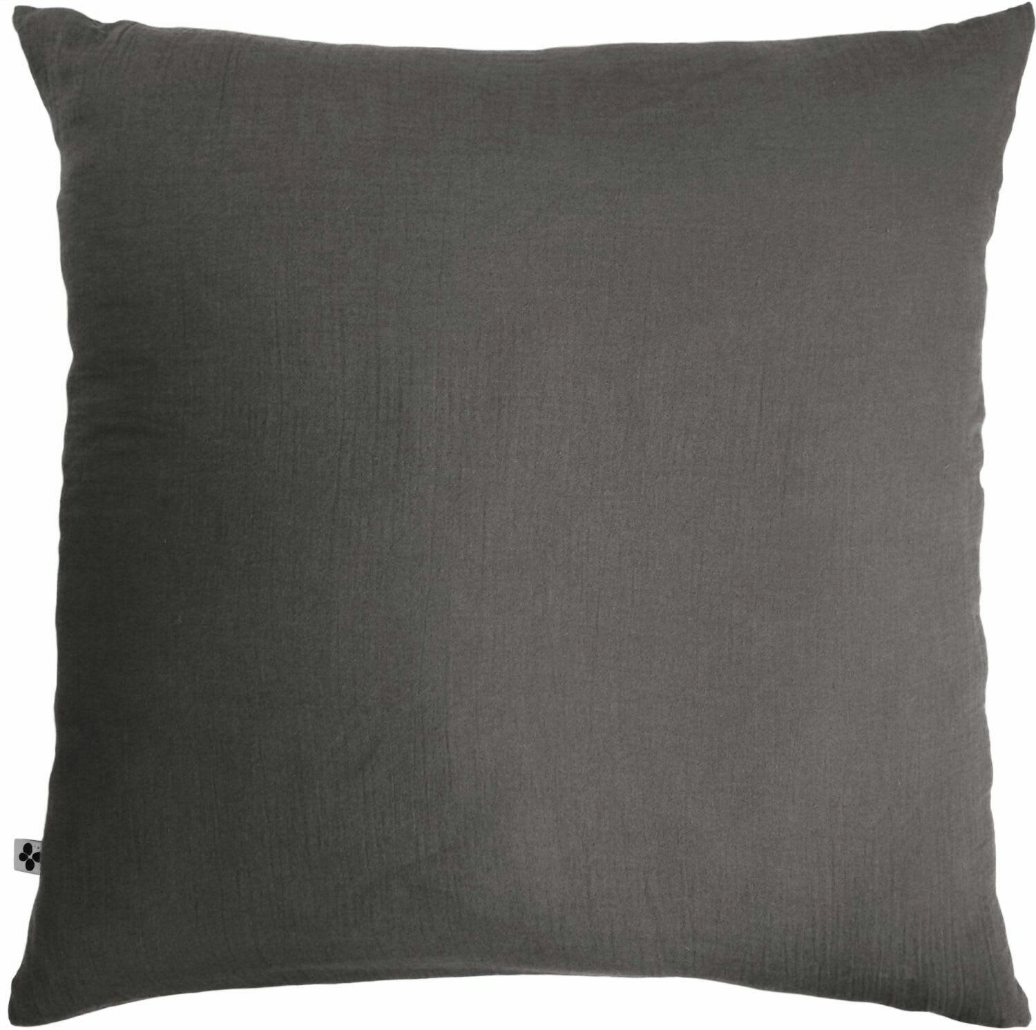GRIS FONCE - Taie d'oreiller gaze de coton gris 60x60 cm