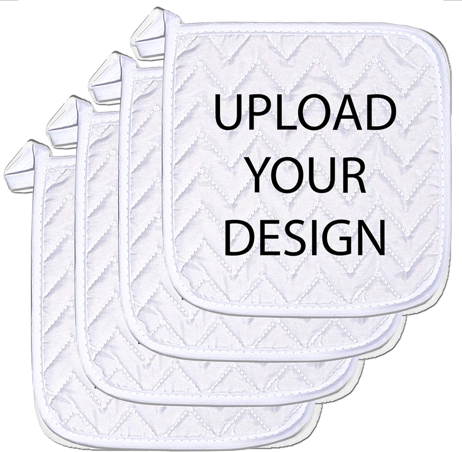 Personalized Custom Pot Holder – 4 Pack 8X8 Inch Kitchen Oven Hot Pads Potholder Coaster Heat Resistant Cooking Baking with Hanging Loop Customized Photo Design Text Picture Gift