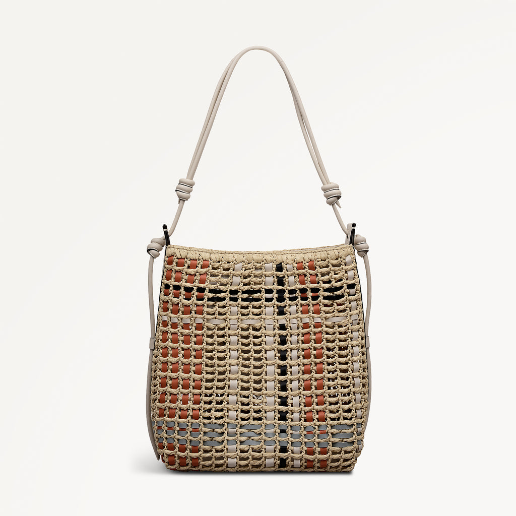 The Camden - Raffia Check - Medium Open Top Shoulder