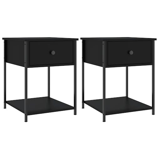 NNEVL Bedside Tables 2 pcs Black 44x45x58 cm Engineered Wood