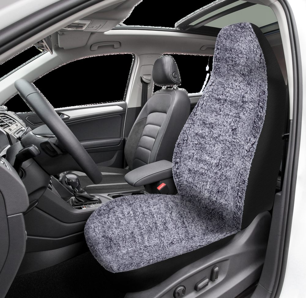 AutoTrends High Back Sherpa Seat Cover, Dark Grey
