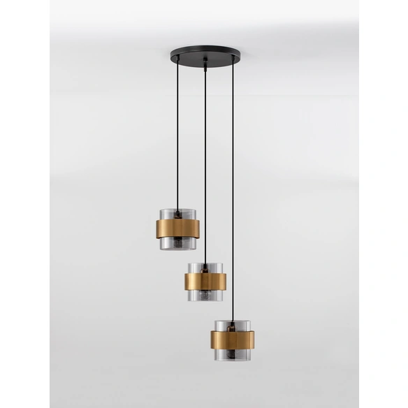 Pendelleuchte »Sianna «, LED, 3-flammig, goldfarben/rauchgrau/schwarz