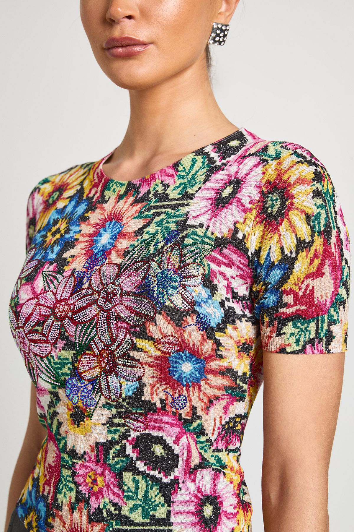 Debenhams Ashish Hotfix Pixel Floral Crew Neck Top