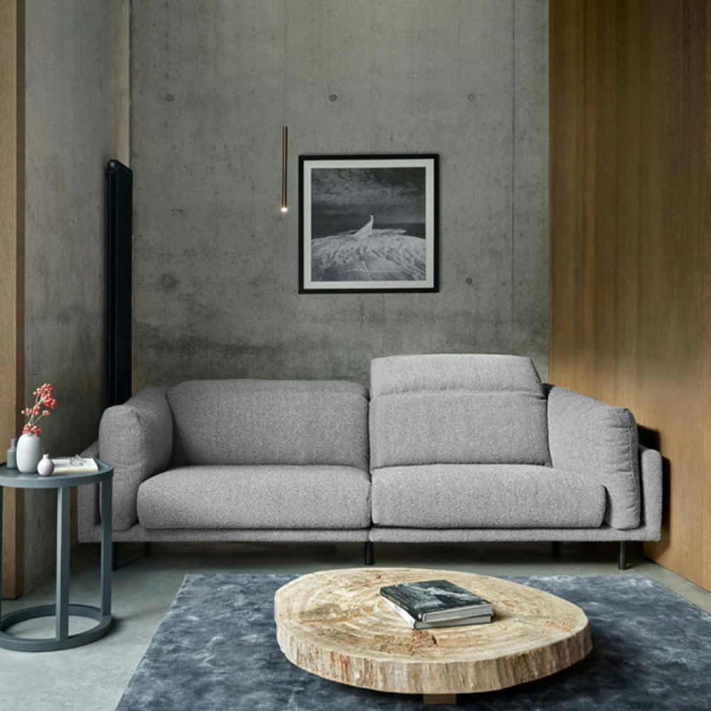 PALAZETTO - Canapé 3 places droit tissu gris clair