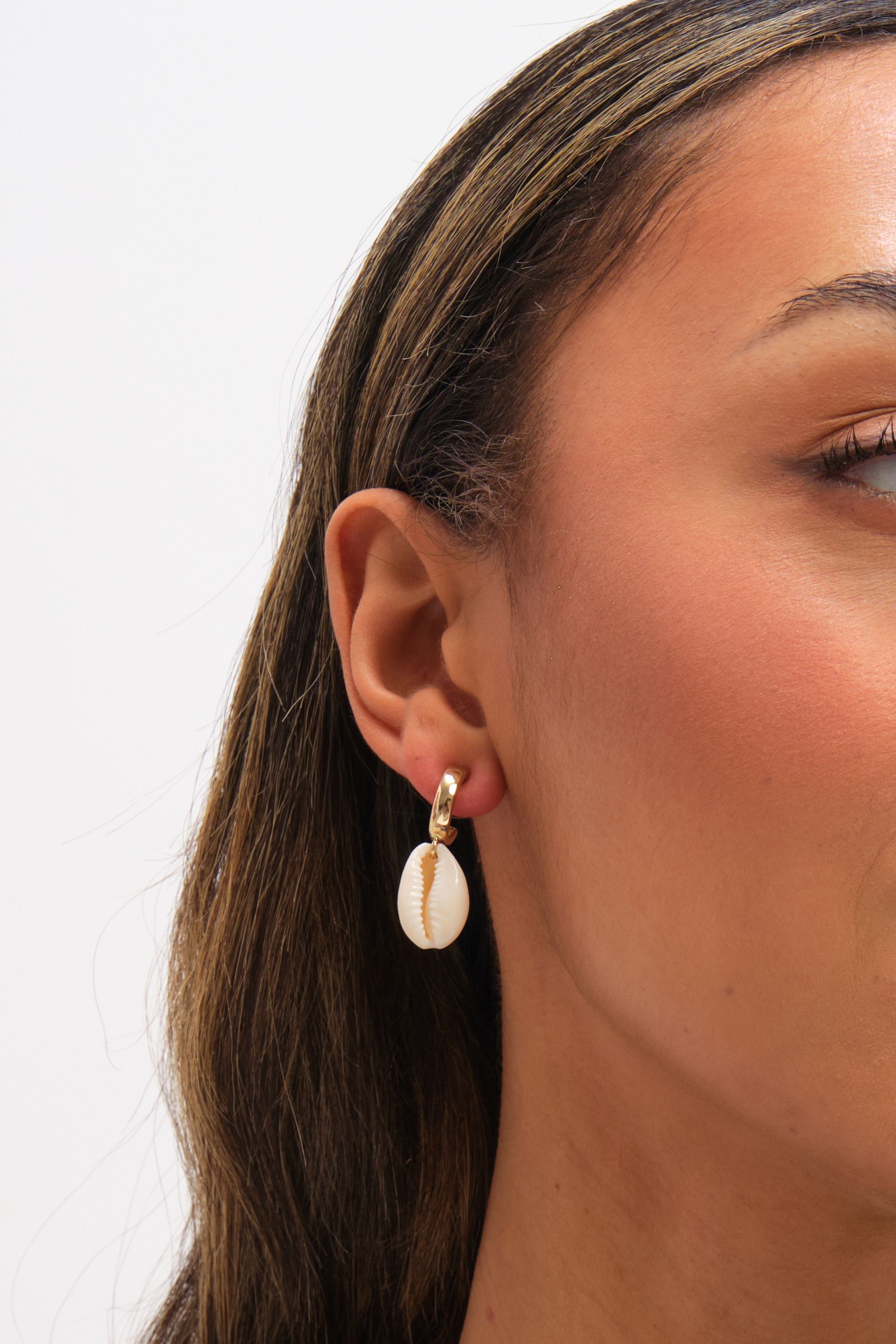 Mood Gold Plated Real Shell Charm Earrings - Pack of 3