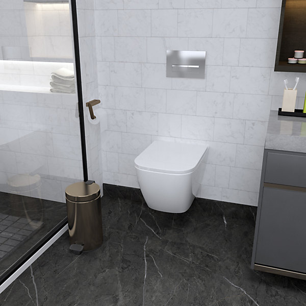 AICA WC Suspendu Sans Bride Avec Abattant Soft-Close - Blanc 52x36x36cm