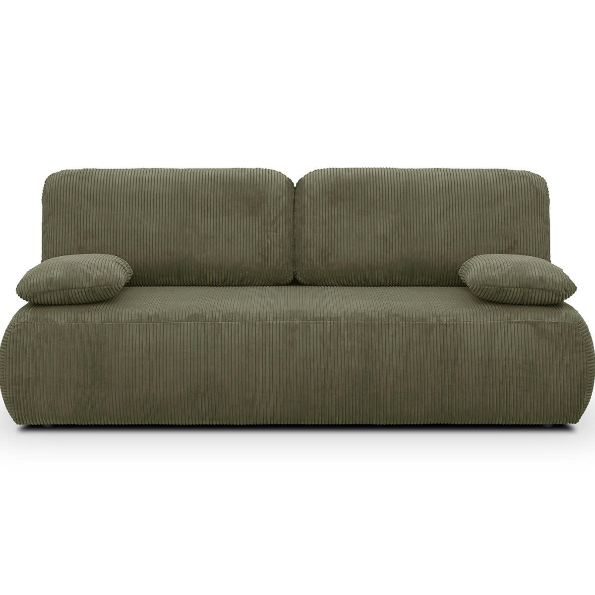 GEMMA - Canapé convertible 3 places avec coffre en velours côtelé vert kaki