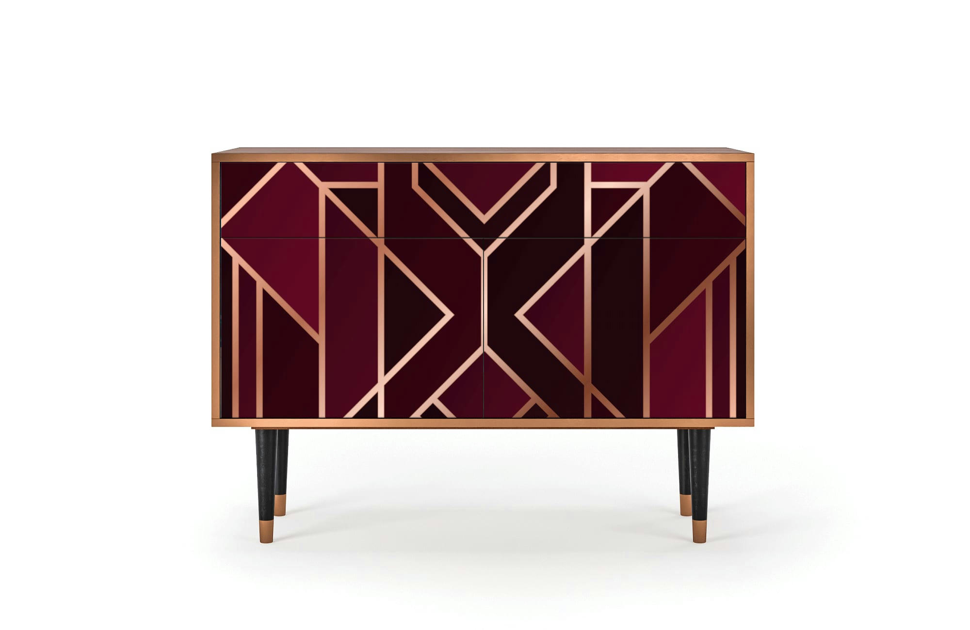 BURGUNDY JEWELERY - Buffet  bordeaux 2 tiroirs et 2 portes L 115 cm