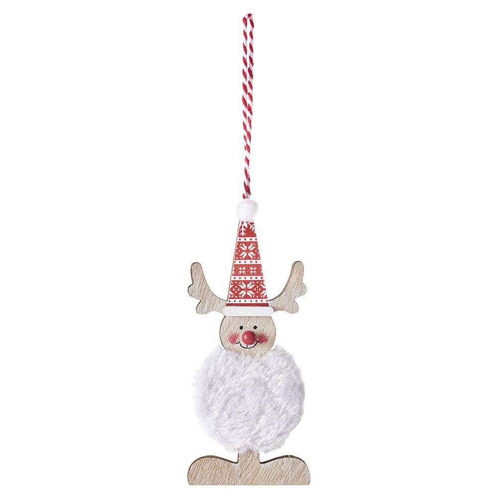 Suspension de No&euml;l Personnage en bois avec fourrure