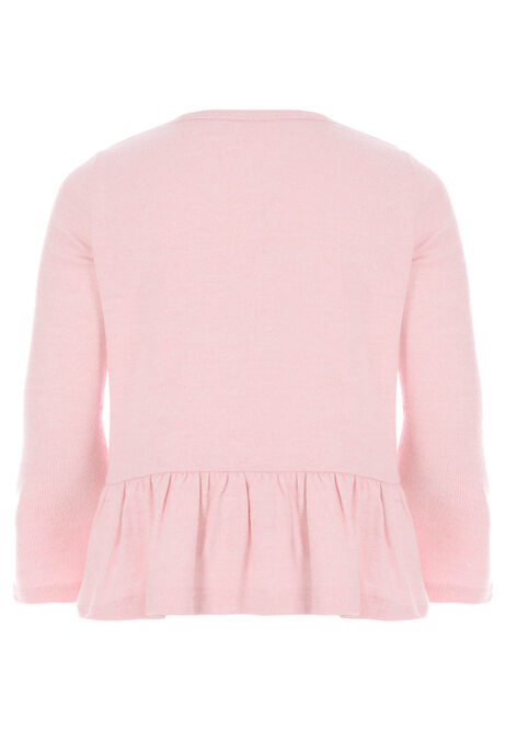 Younger Girls Pink Diamante Bow Peplum Cosy Top
