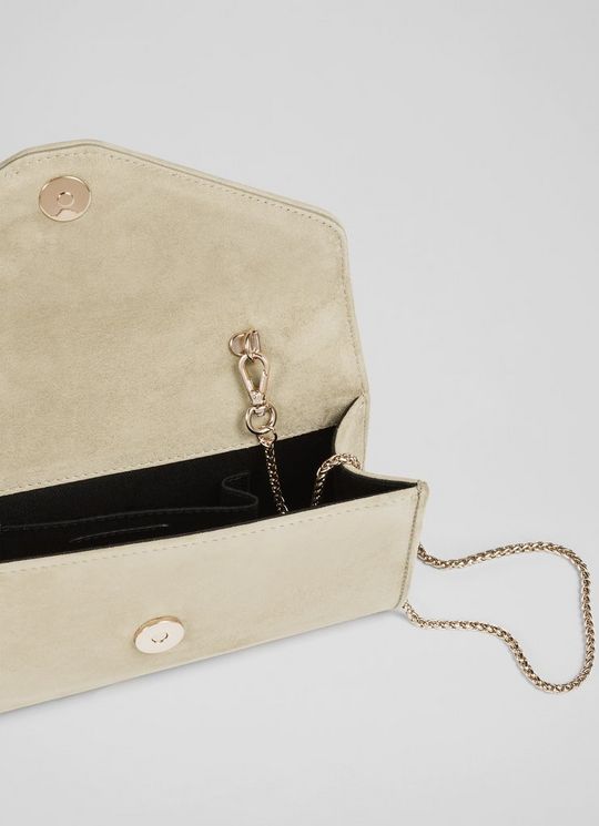 Dominica Beige Suede Clutch Bag
