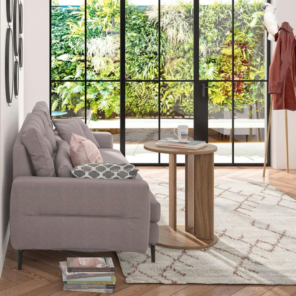 NORA - Table d'appoint  placage noyer