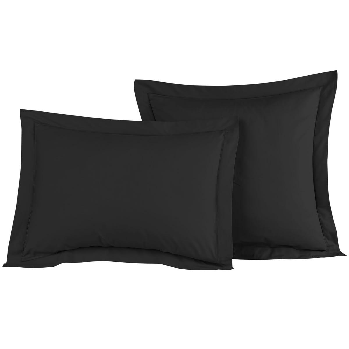 SOFT PERCALE - Lot de 2 taies d'oreiller en percale de coton anthracite 65x65 cm