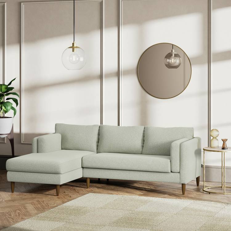 Habitat Newington Left Hand Corner Sofa -Sage Green-Dark Leg