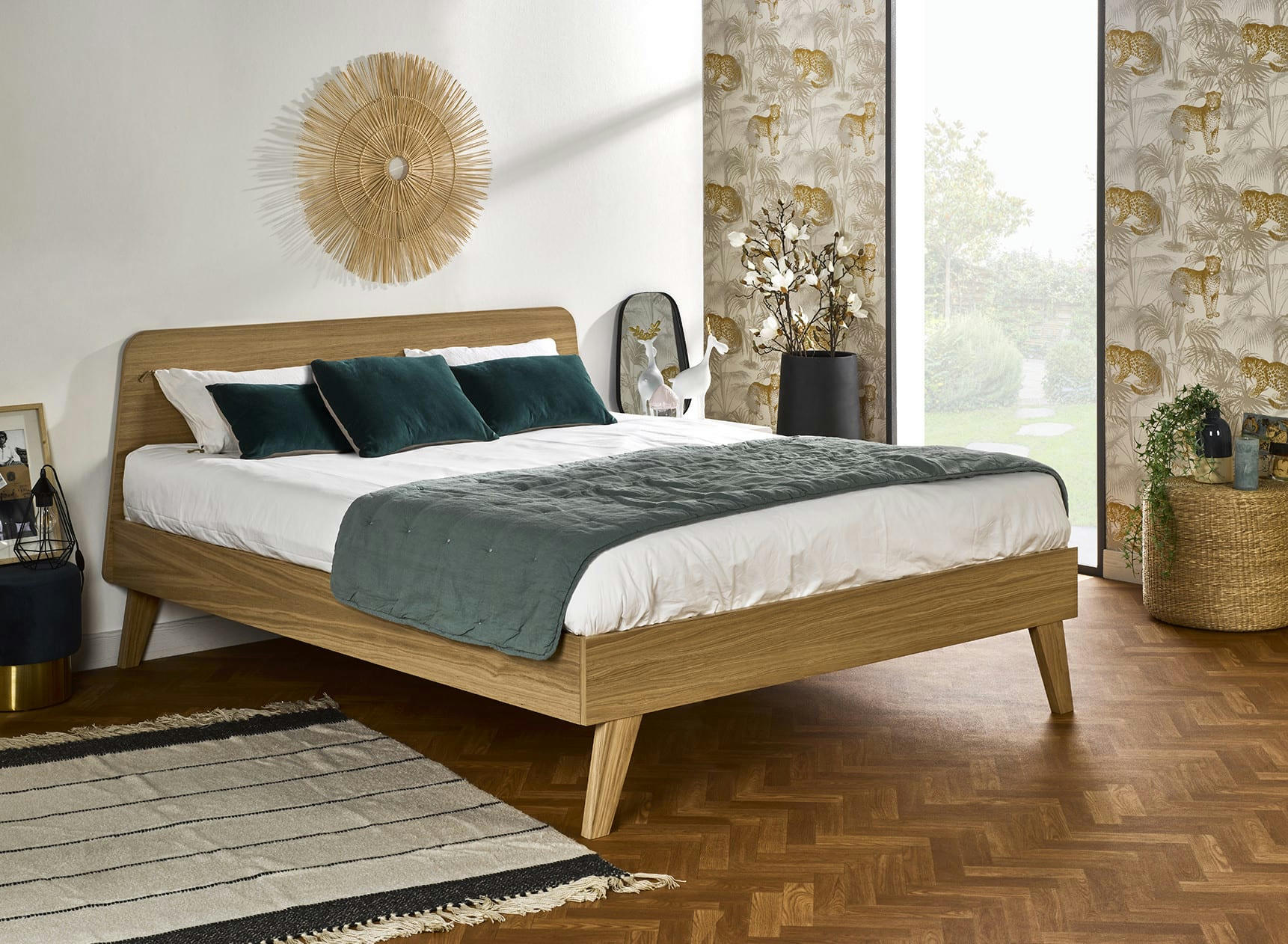 LOKI - Lit double 160x200 cm en chêne