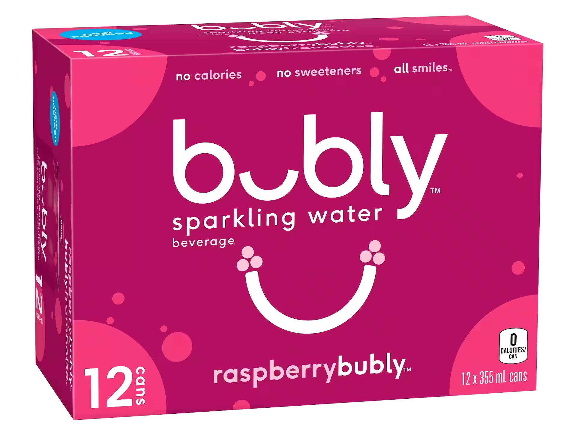 bubly Raspberry Sparkling Water, 355-mL, 12-pk