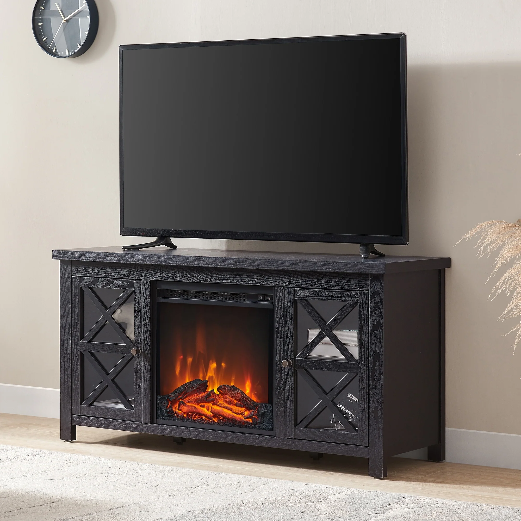 Colton TV Stand with Log Fireplace Insert