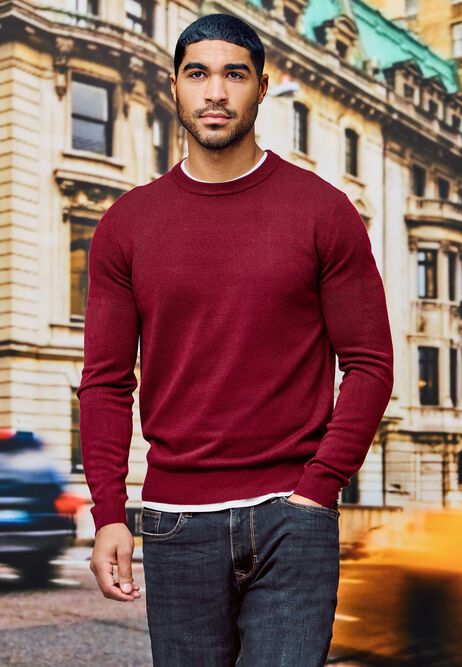 Mens Red Soft Touch Crew Neck Jumper